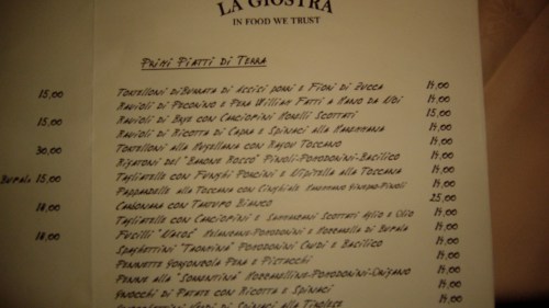 La Giostra Menu 4