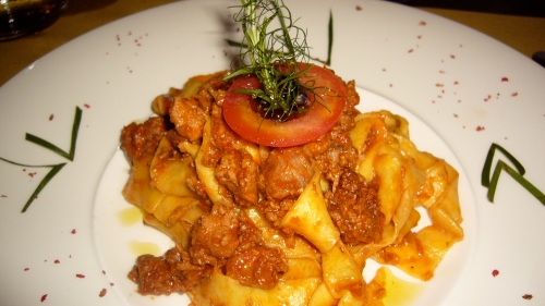 An up close look at one of my favorite pasta dishes ever: pappardelle al cighiale ragu (wild boar)