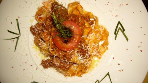 La Bucaccia - Pasta 2 Pappardelle with wild boar ragu; savory and sweet, rich and delicious, this is a classic cortonese/tuscan dish that perfectly captures place and transcends time