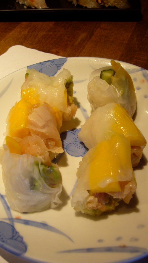 Albacore Clear Roll - albacore, avocado, mango, cumcumber in clear rice paper