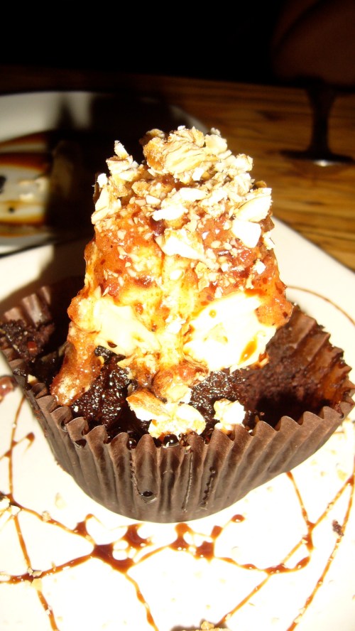 The Chocolate Cup Cake with Fois Gras Chantilly, Candied Bacon-Almonds and Maple Syrup is a meal unto itself.  Rich, savory, smokey and sweet all at once, this dessert is not for beginners.